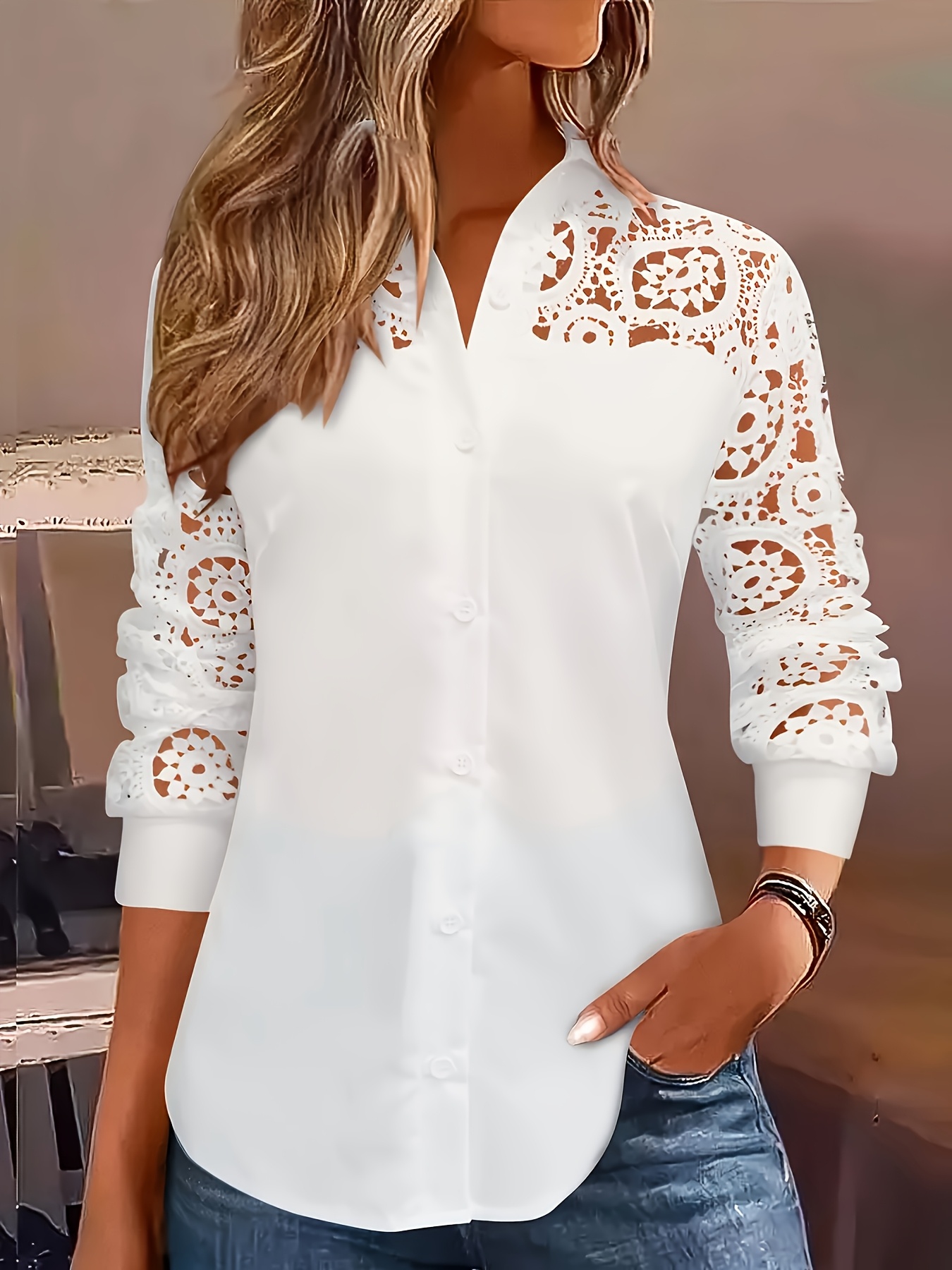 Embroidery Online - Camicia da donna allentata con temperamento