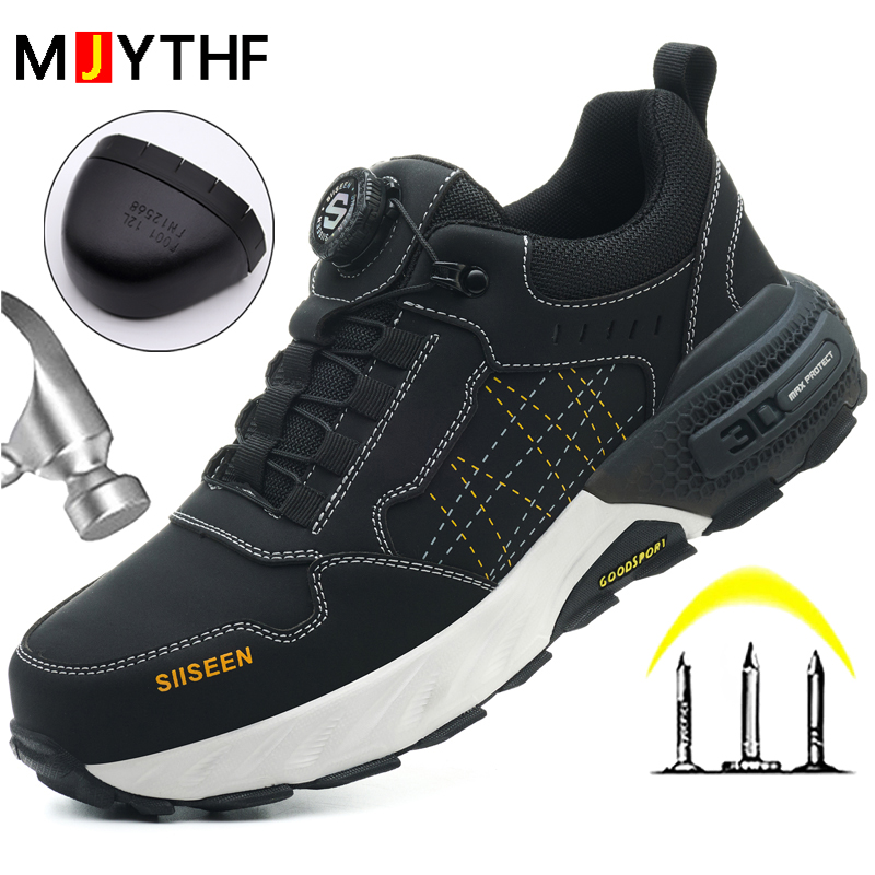 Embroidery Garments - Scarpe antinfortunistiche in pelle nera Stivali
