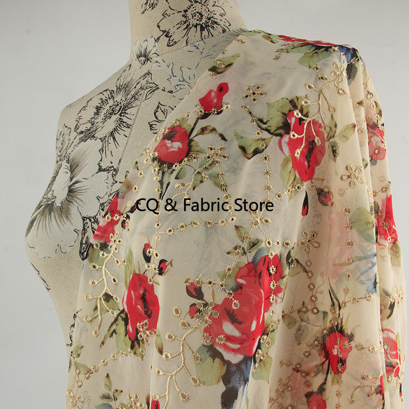 Nuovo tessuto chiffon stampato - Embroidery Rose recensione e prezzo