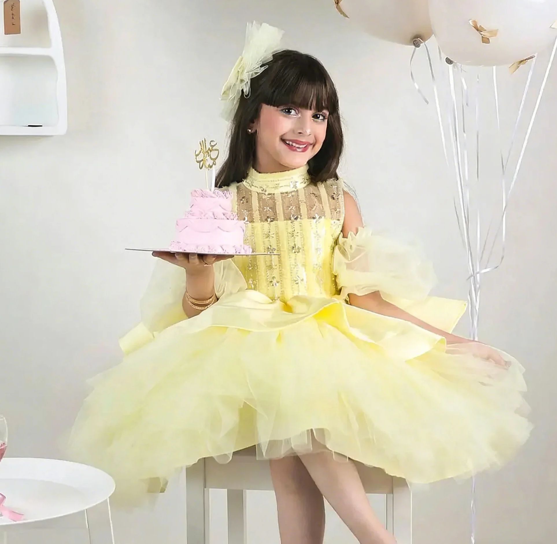 Abiti da ragazza di fiore gial - Embroidery Yellow Dress recensione e prezzo