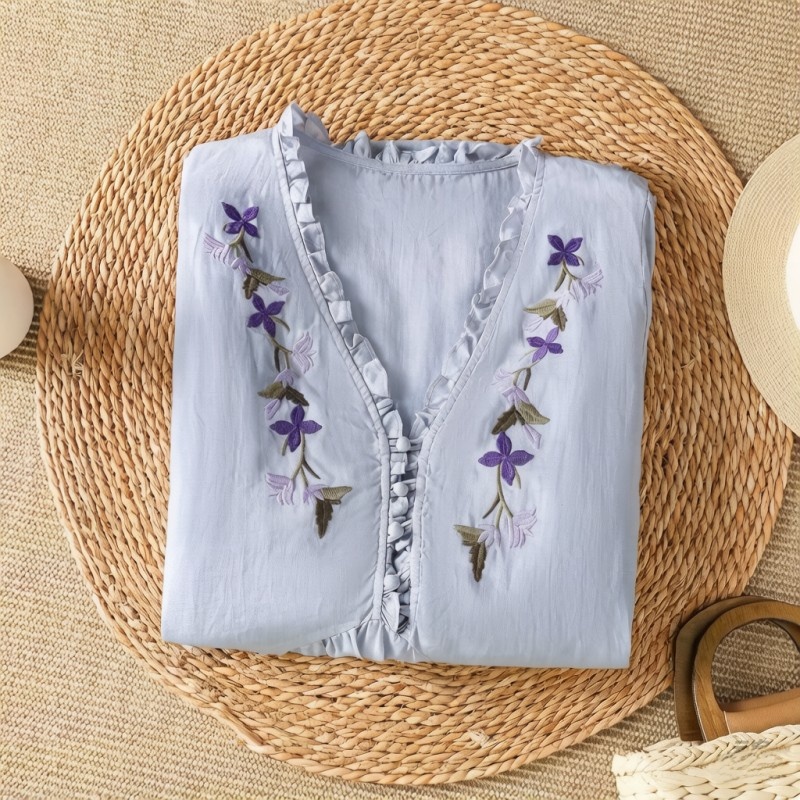 Camicia elegante in cotone e l - Embroidery Cotton Shirt recensione e prezzo