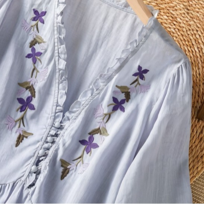 Camicia elegante in cotone e l - Embroidery Cotton Shirt recensione e prezzo